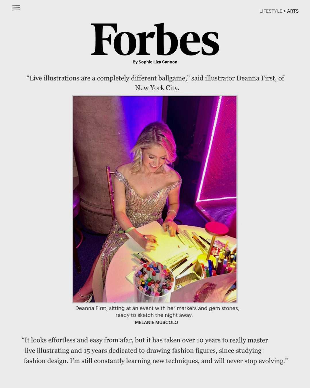 Illustrator Deanna First NYC based in Forbes magazine 