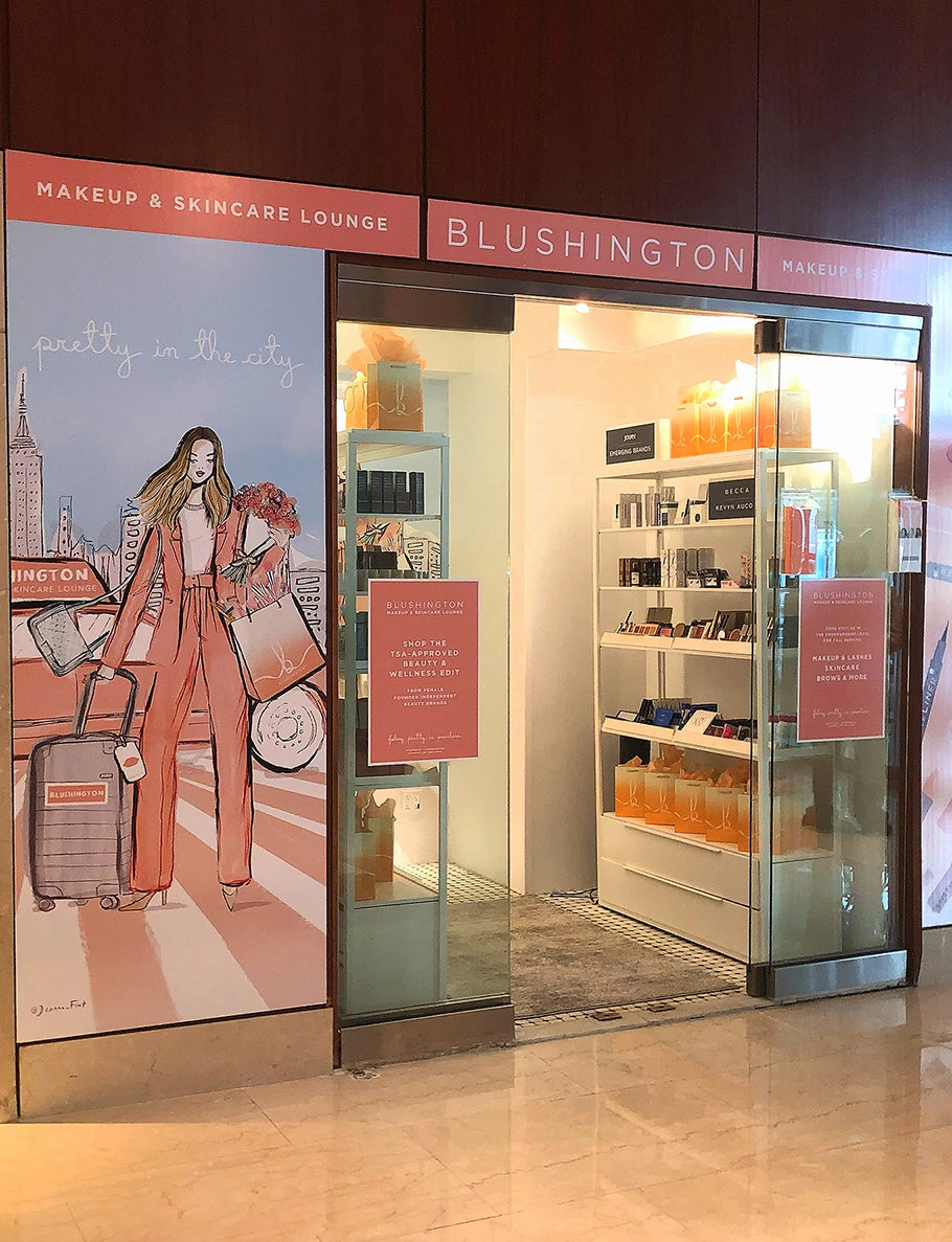 Blushington X The Parker Hotel visual displays by Deanna first 