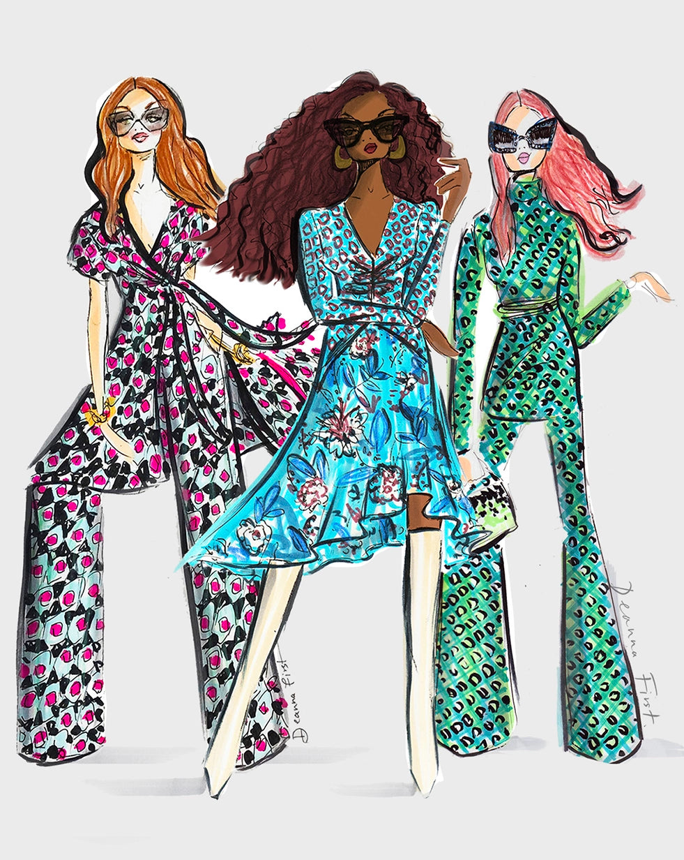 Diane von Furstenberg international women day fashion illustration by Deanna First