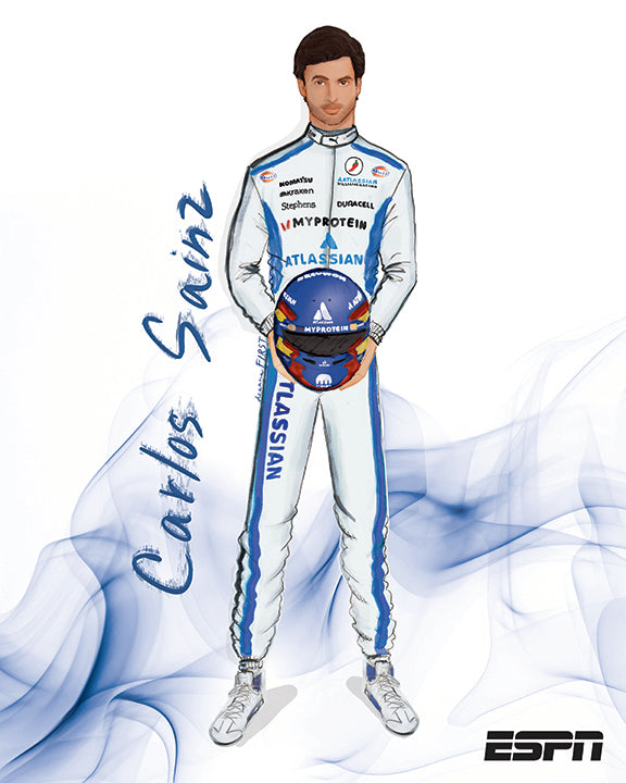 Carlos Sainz Visual display illustration for the Formula 1 Miami Grand Prix ESPN by Deanna First