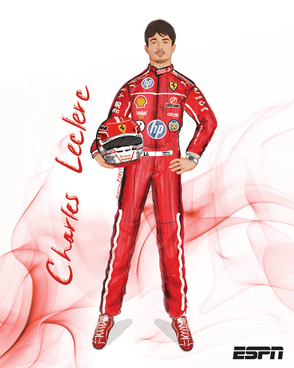 Charles Leclerc Visual display illustration for the Formula 1 Miami Grand Prix ESPN by Deanna First