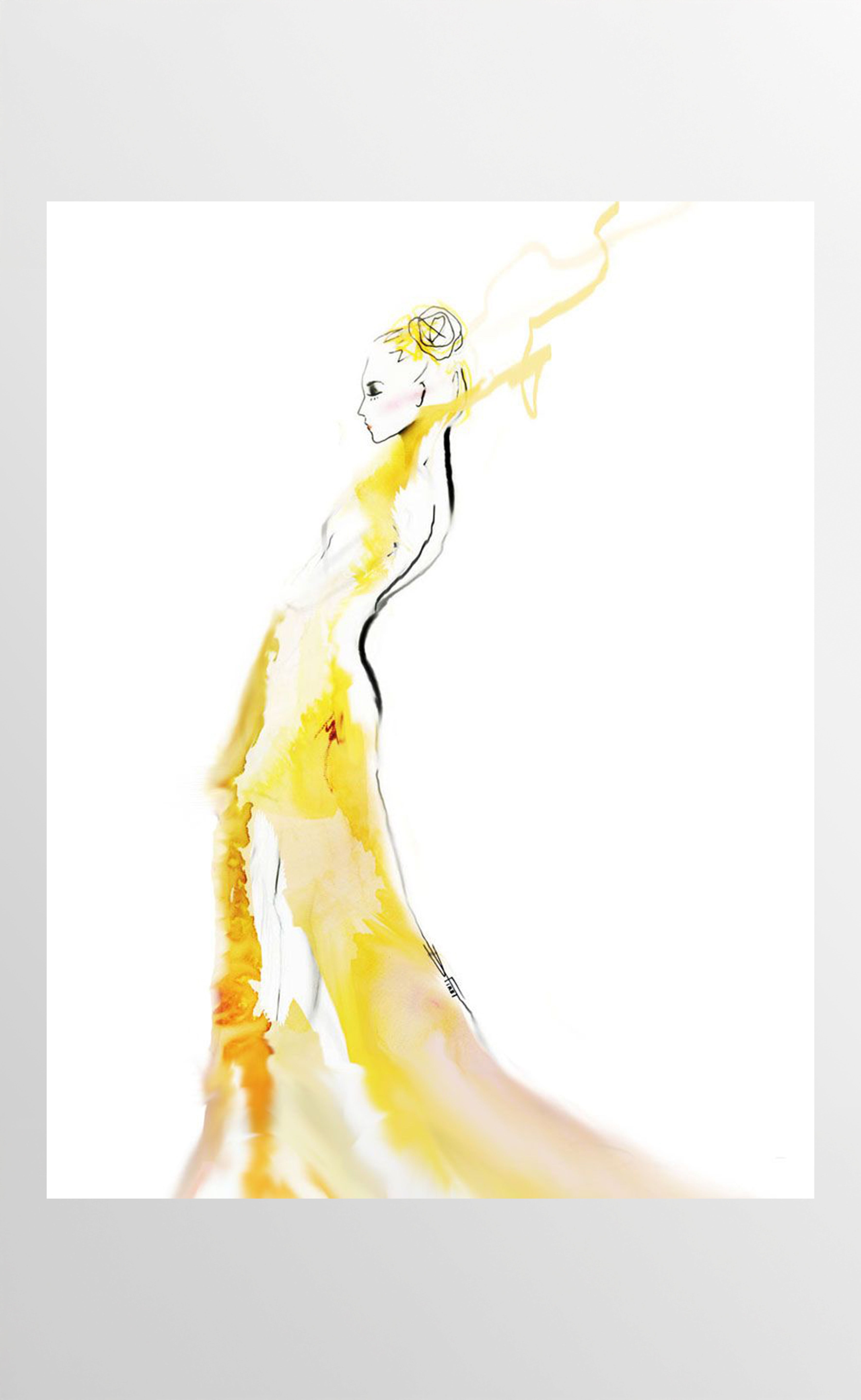 Daffodil watercolor fashion art print illustration by Deanna First
