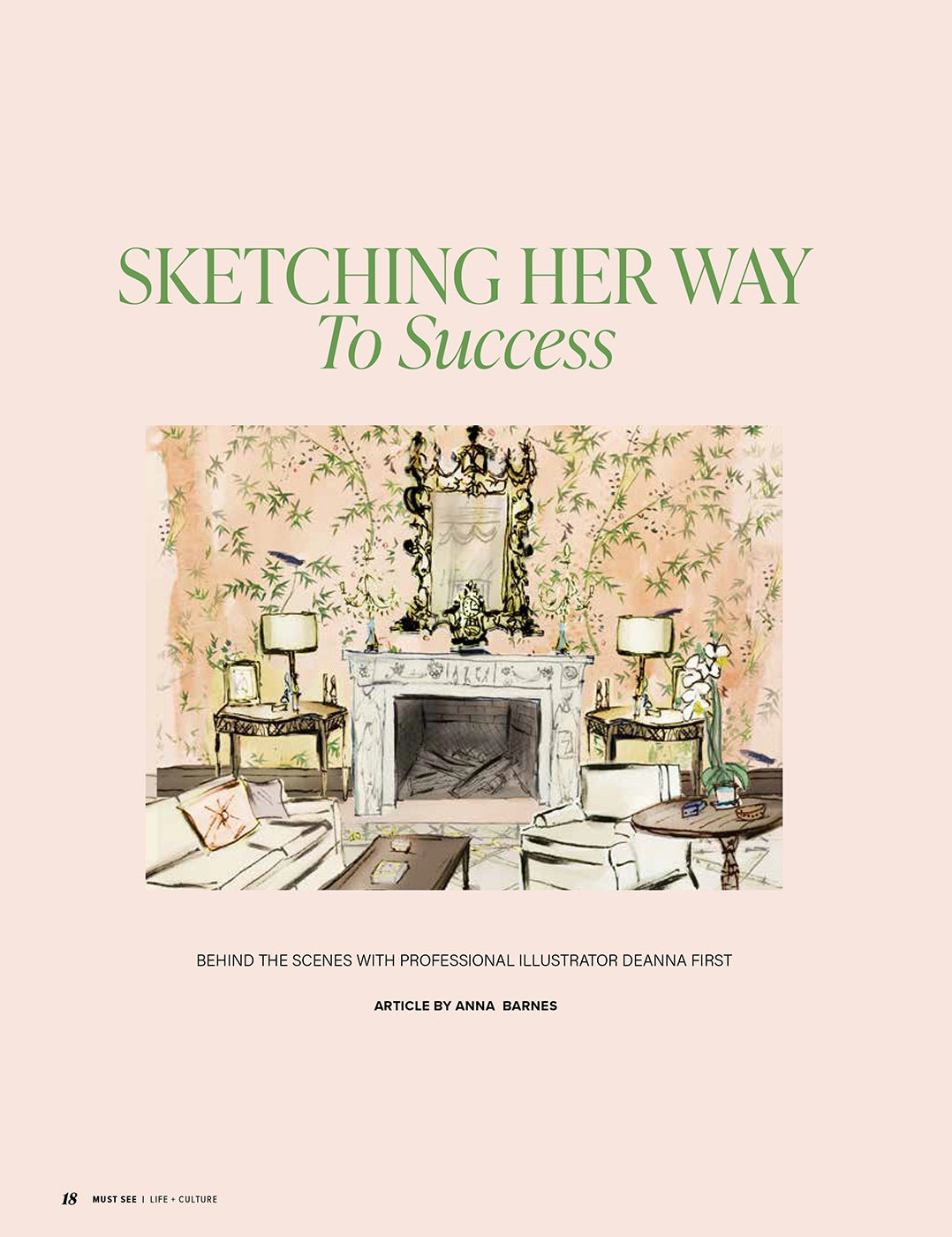 Deanna first illustrator in Greenwich Lifestyle Magazine