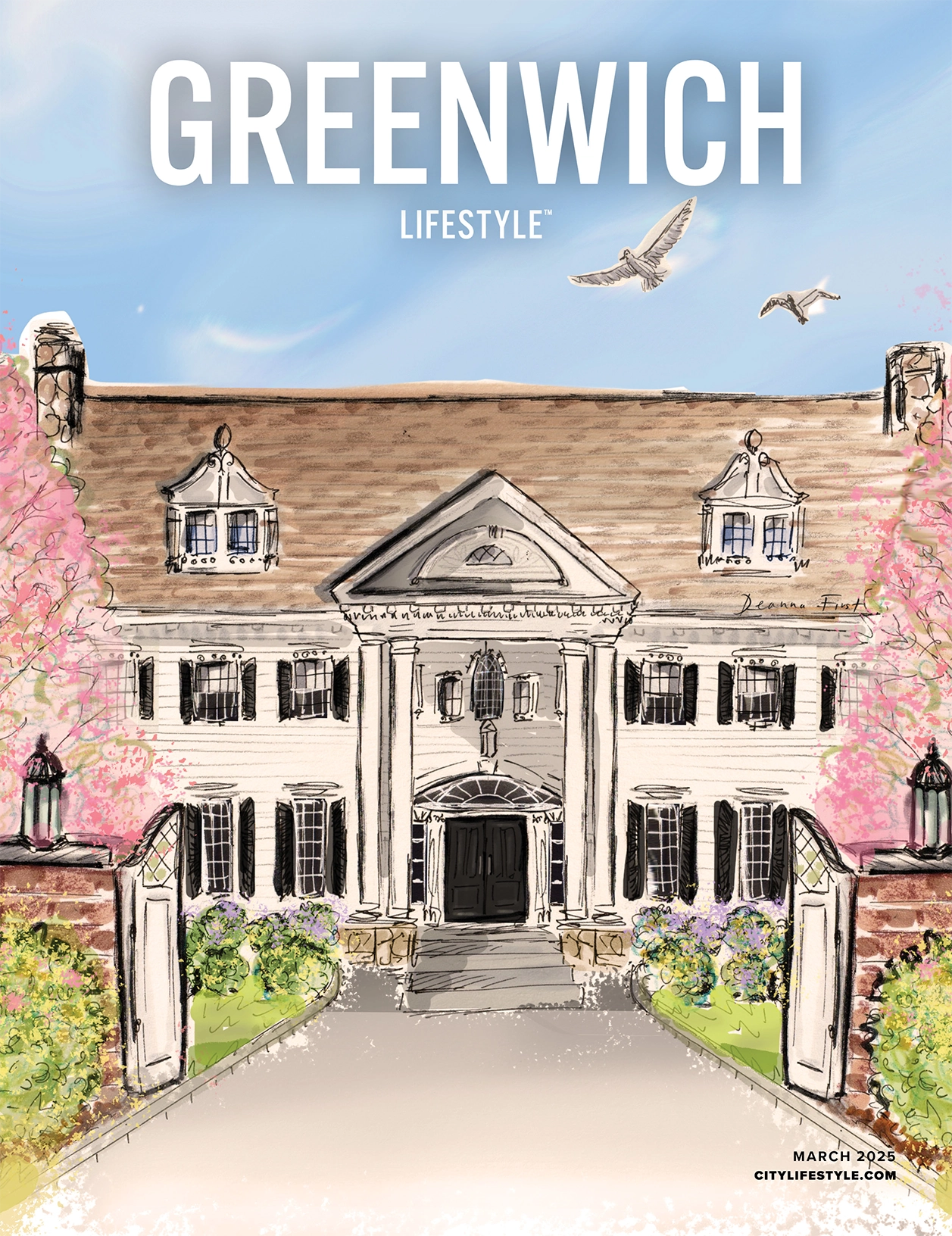 Greenwich Lifestyle Magazine illustrated cover by Deanna First