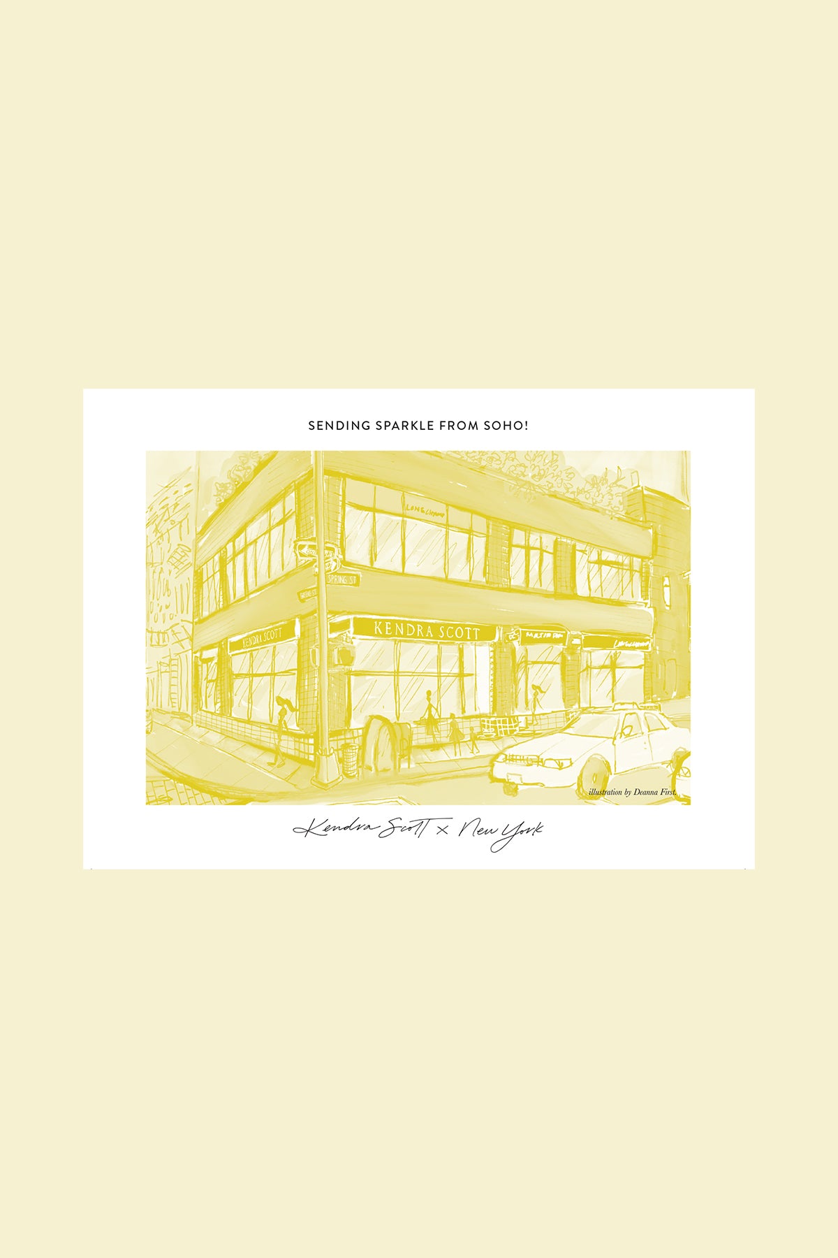 Deanna First illustration for Kendra Scott Postcard store soho NYC