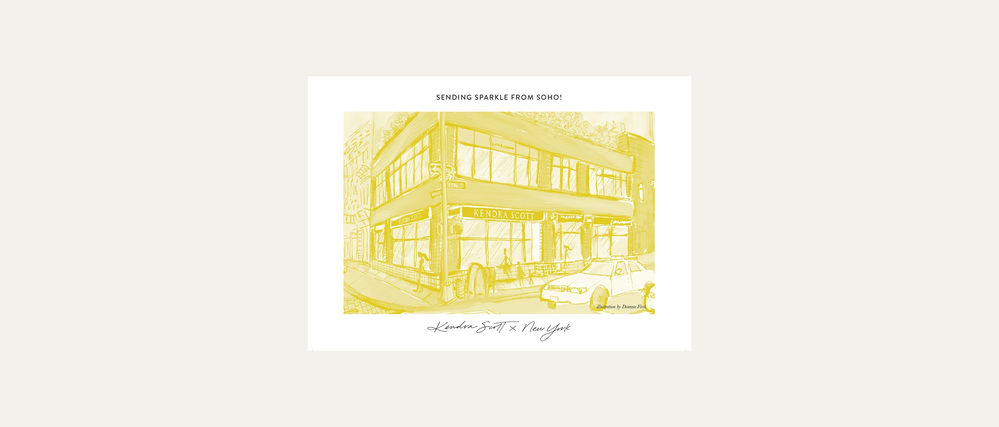 Deanna First illustration for Kendra Scott Postcard store soho NYC