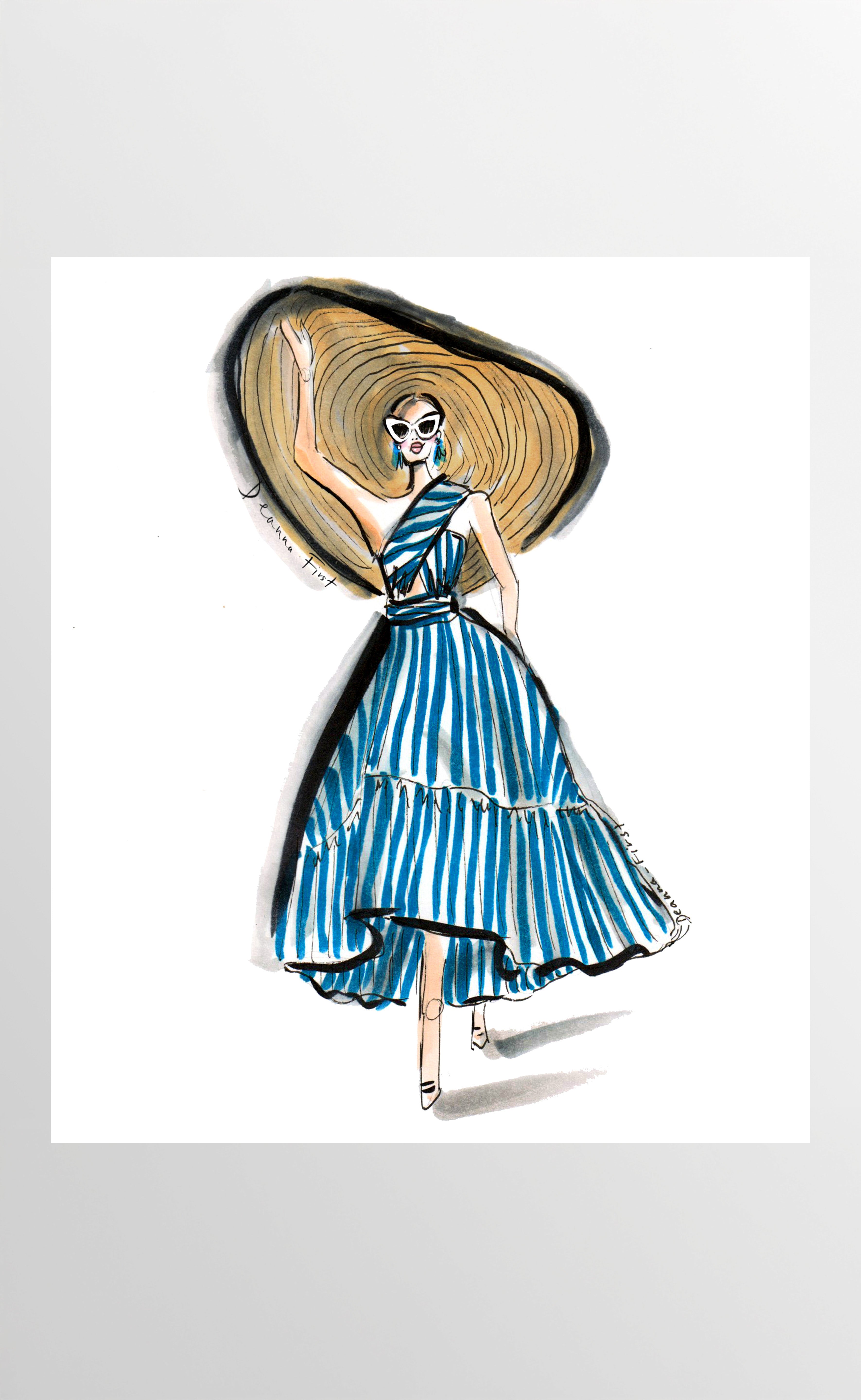 Palm Beach Florida fashion art print illustration by Deanna First. 