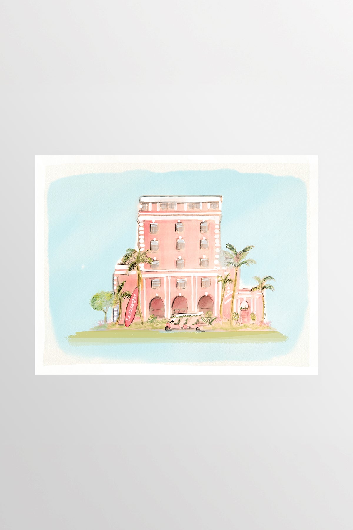 The Colony Hotel Palm Beach boutique hotel art print illustration by Deanna First.