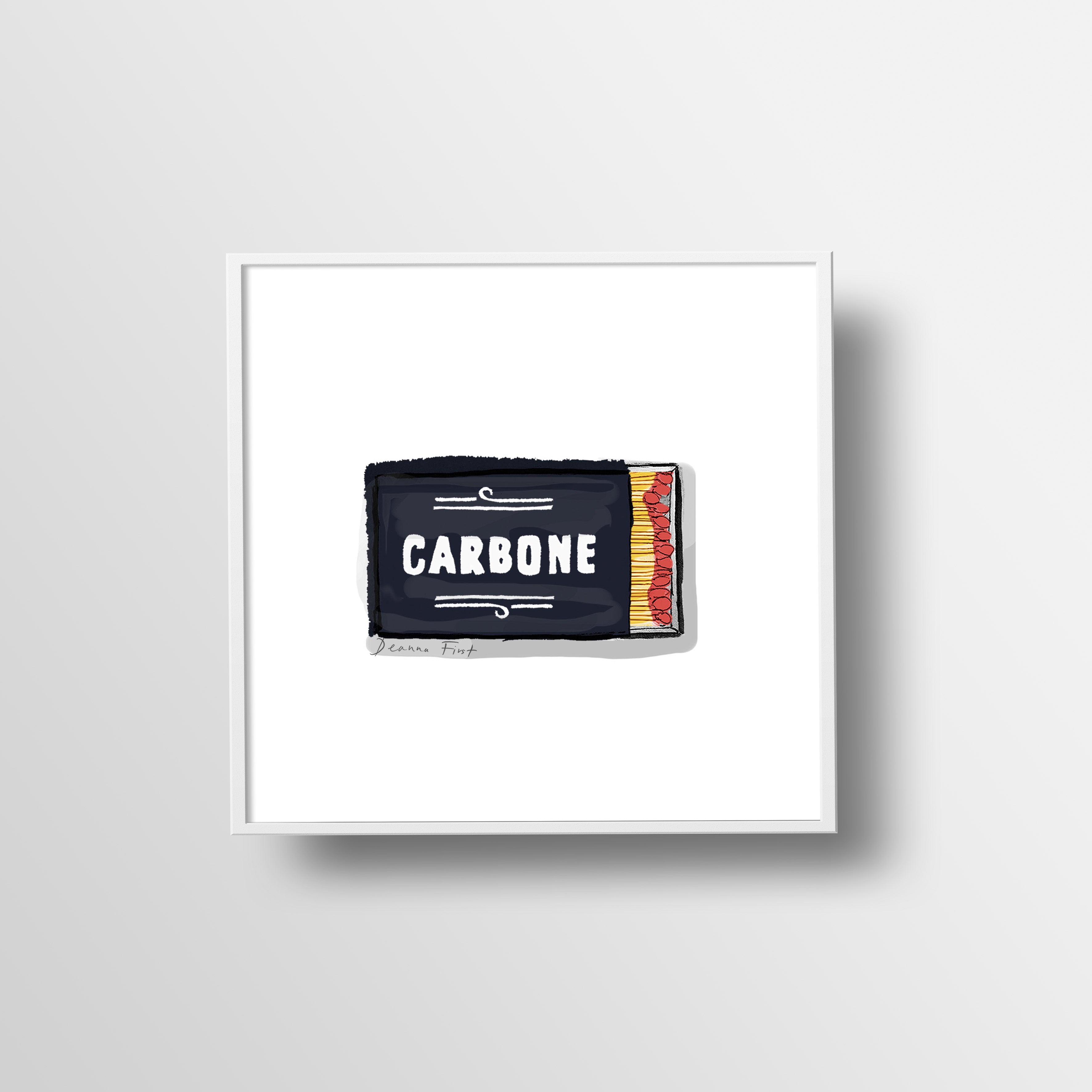 Carbone NYC restaurant matchbook illustration art print by Deanna First