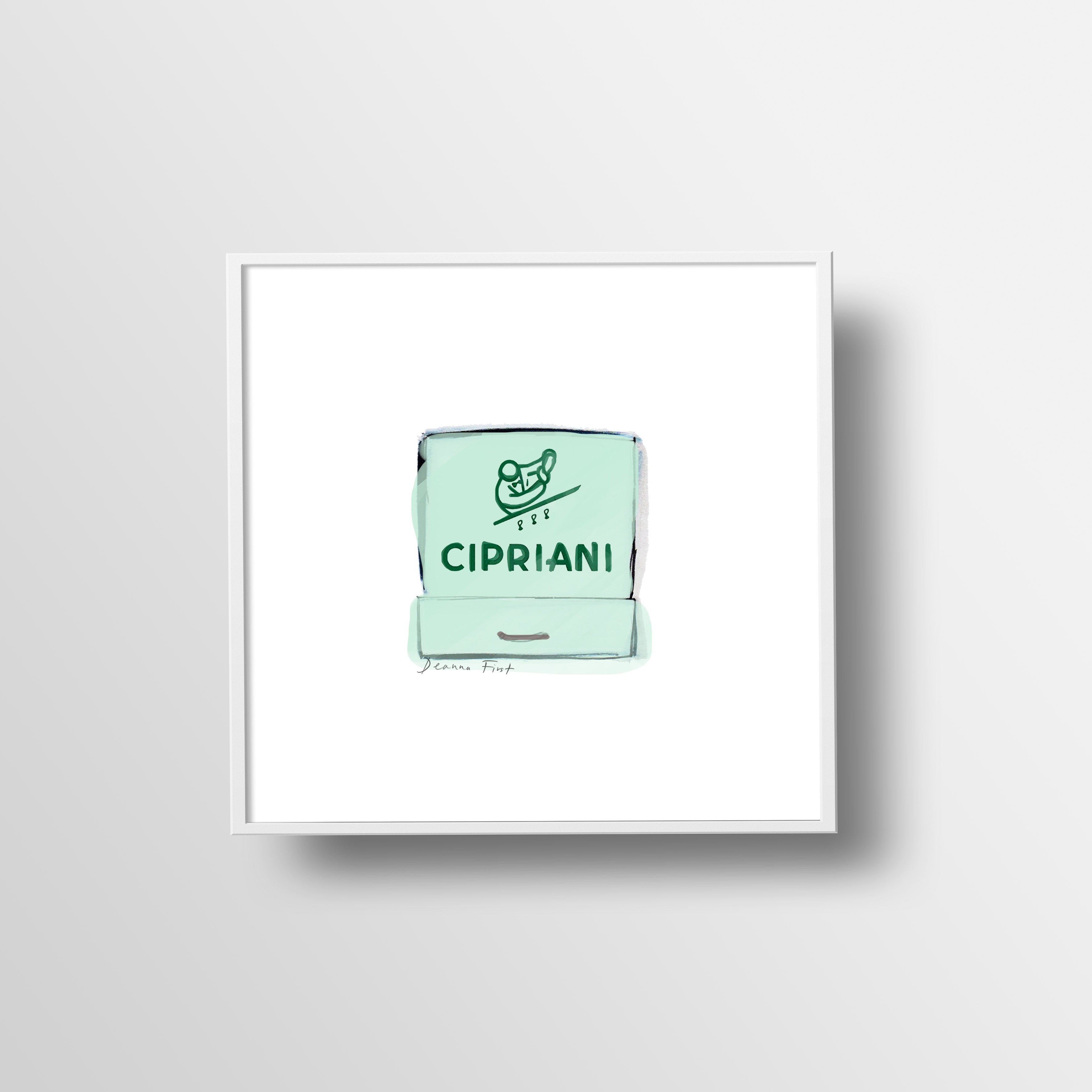 Cipriani NYC restaurant matchbook illustration art print by Deanna First.