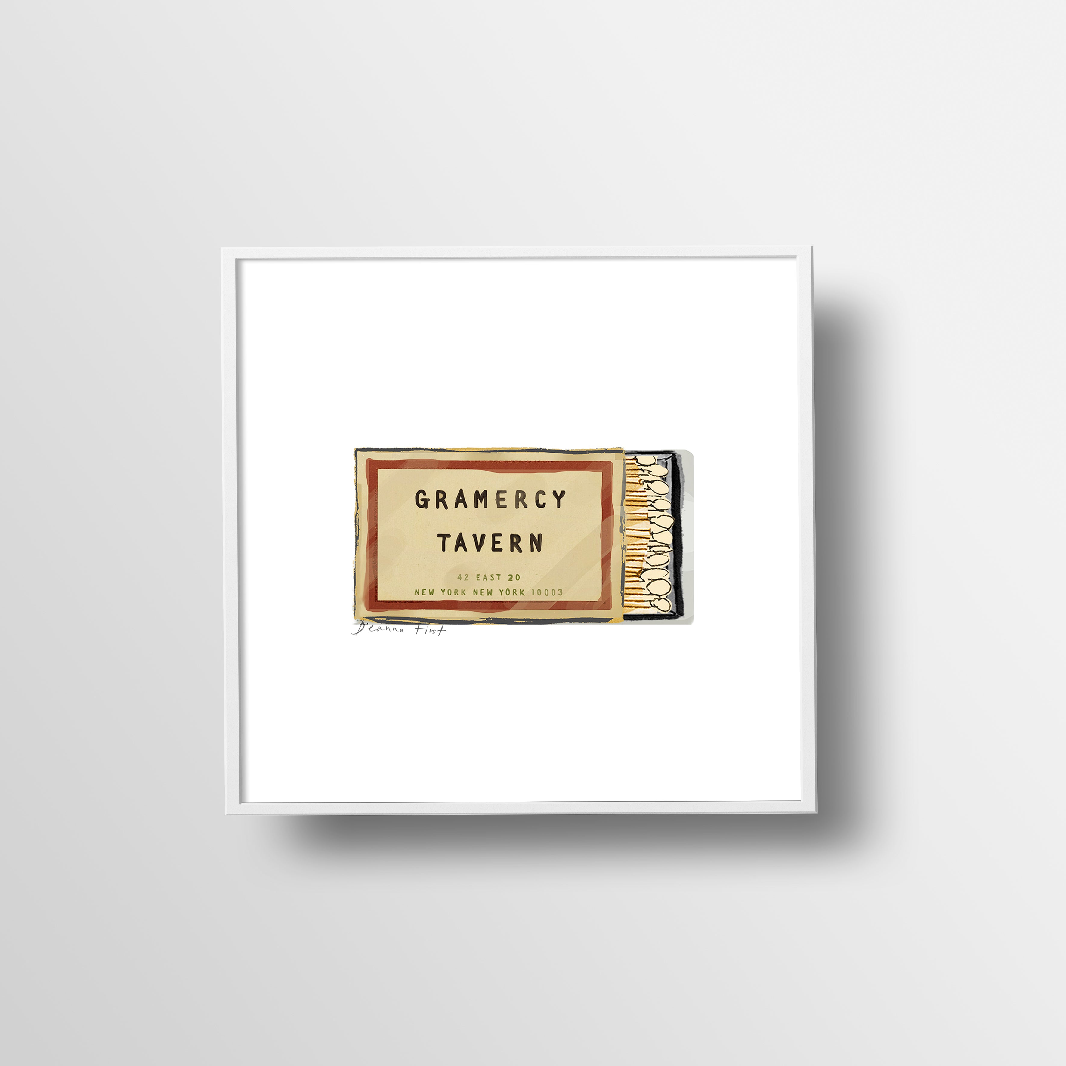 Gramercy Tavern NYC Michelin-star matchbook art print by Deanna First.
