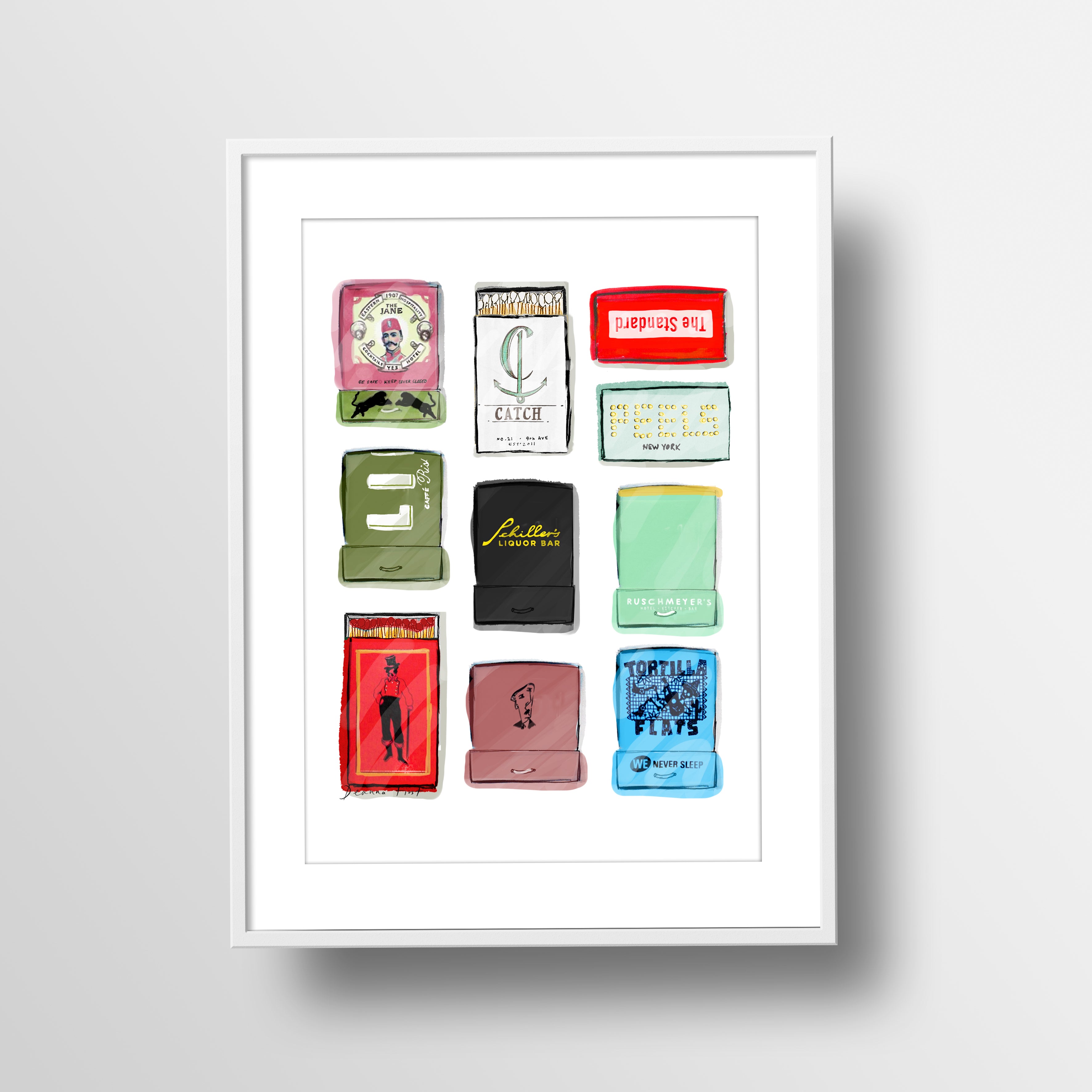Ten custom matchbook illustration art print by Deanna First