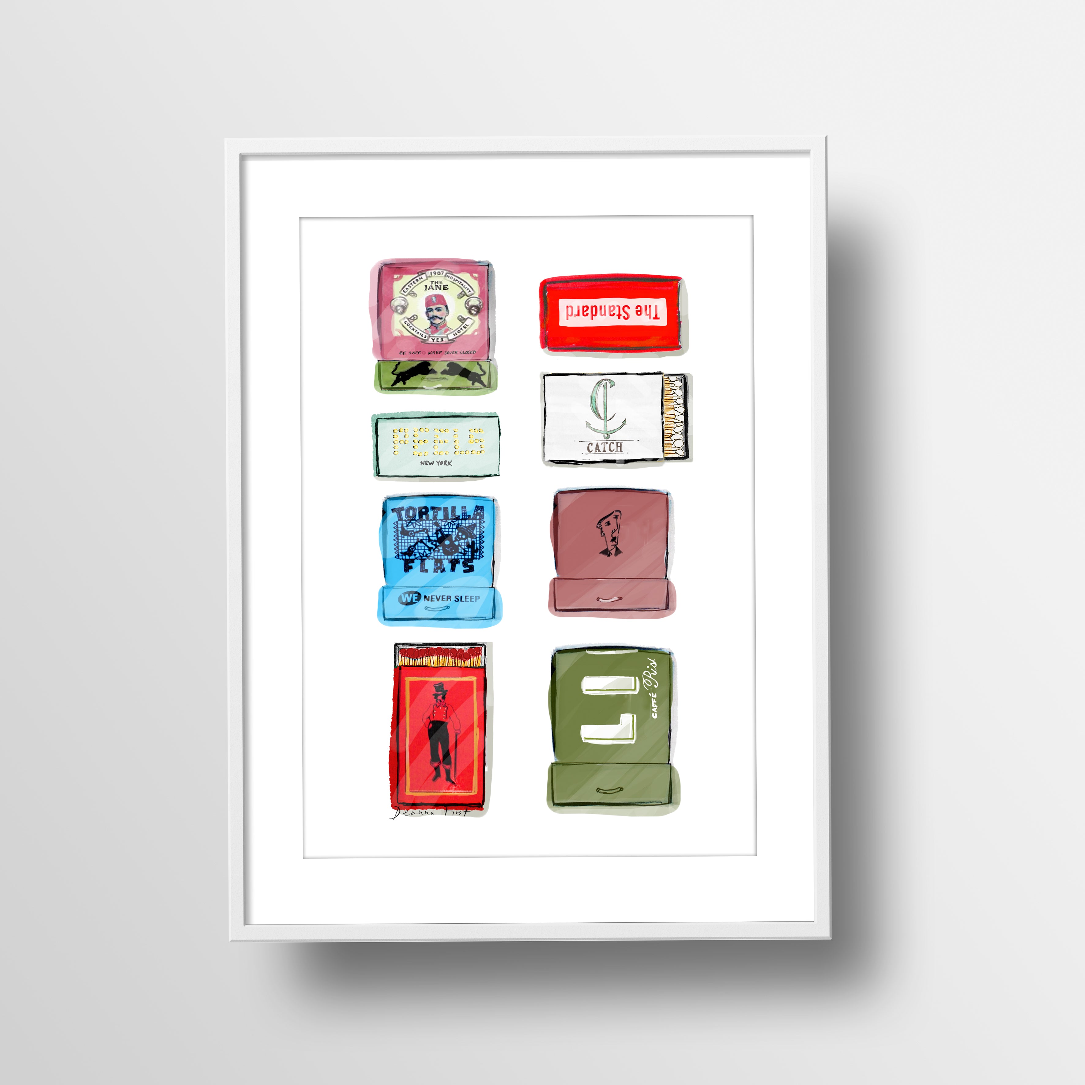 Eight custom matchbook illustration art print by Deanna First