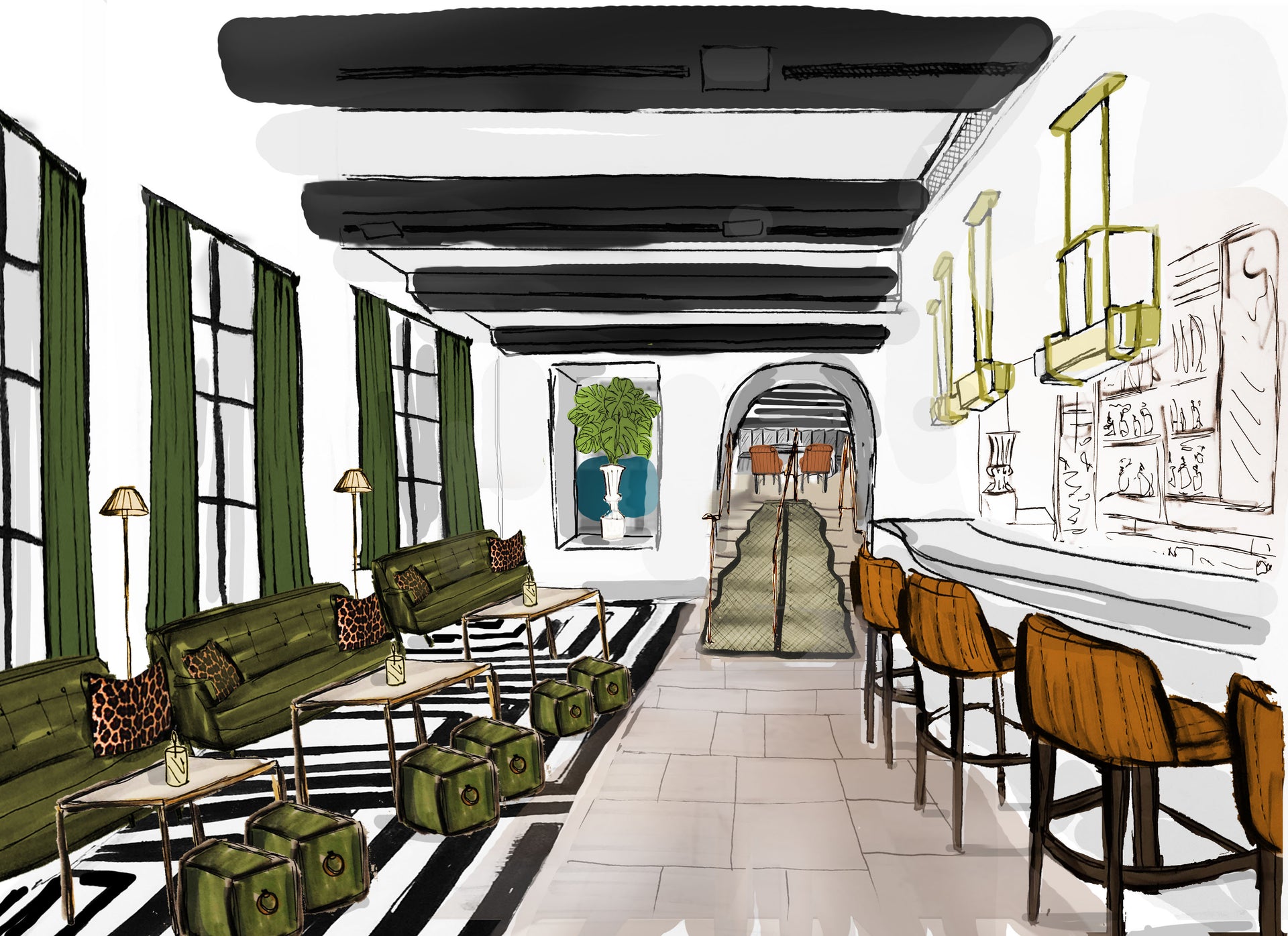 Commissioned by Omar Hernandez for Omar's NYC interior illustration by Deanna First