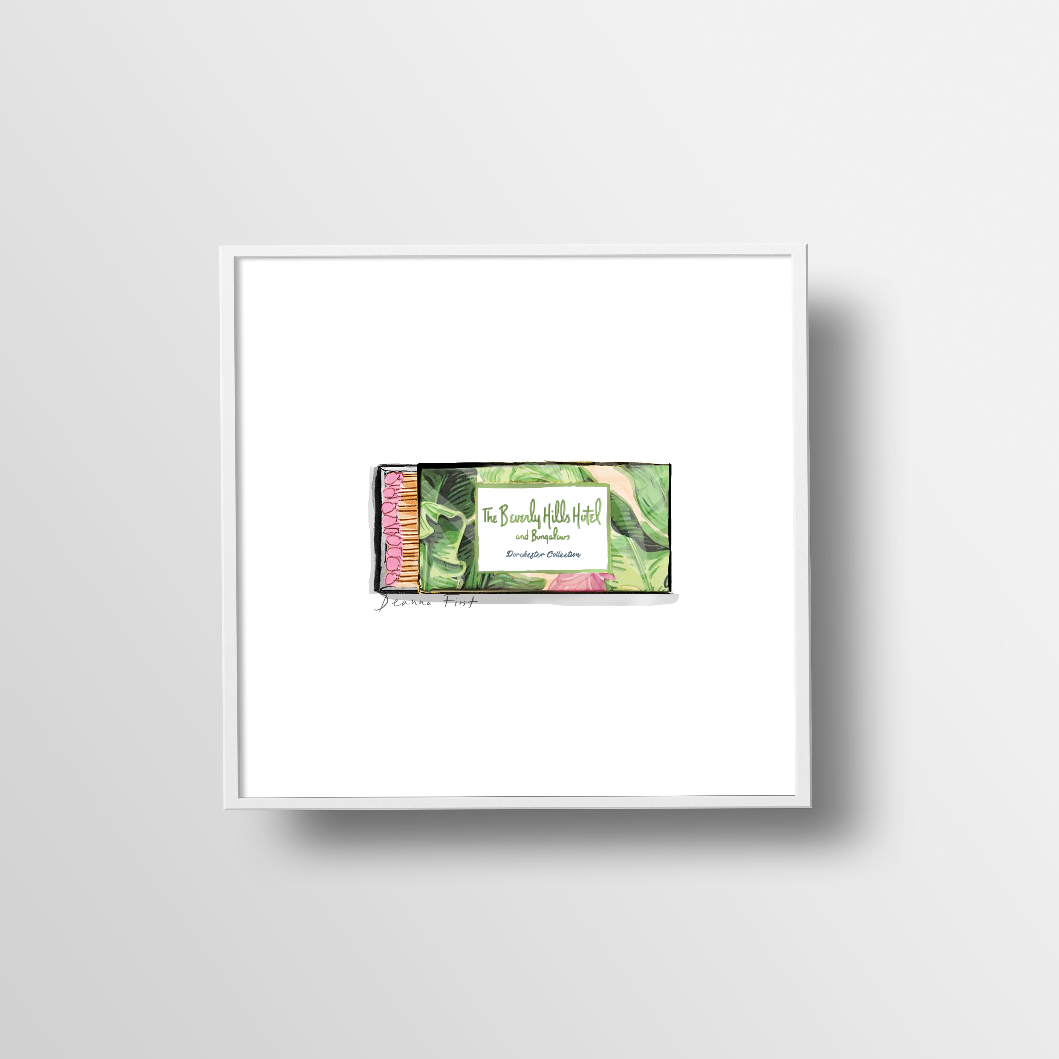 Beverly Hills Hotel matchbook art print illustration by Deanna First.