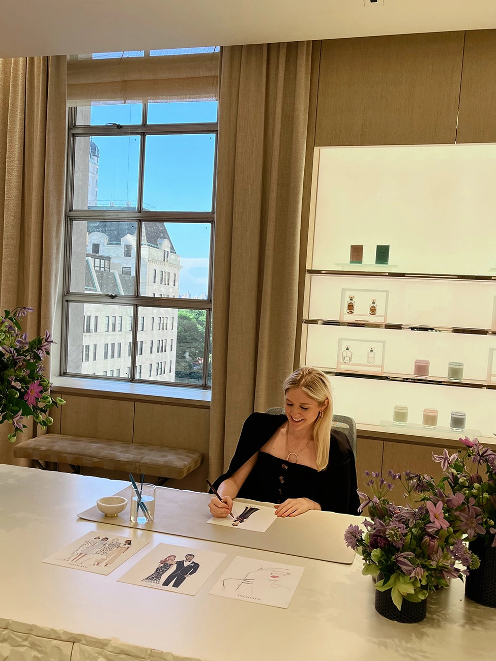 Tiffany & Co. artist in residence live sketch nyc by illustrator deanna first